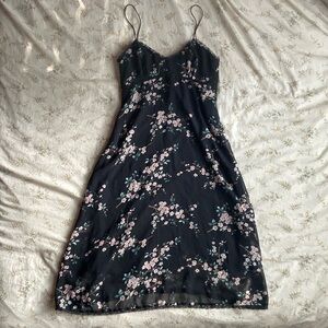Zara black cherry blossom midi dress in great condition size small
